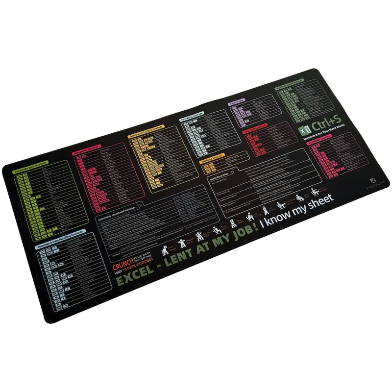 Everfurn Excel Hot Keys Large Desk Mat