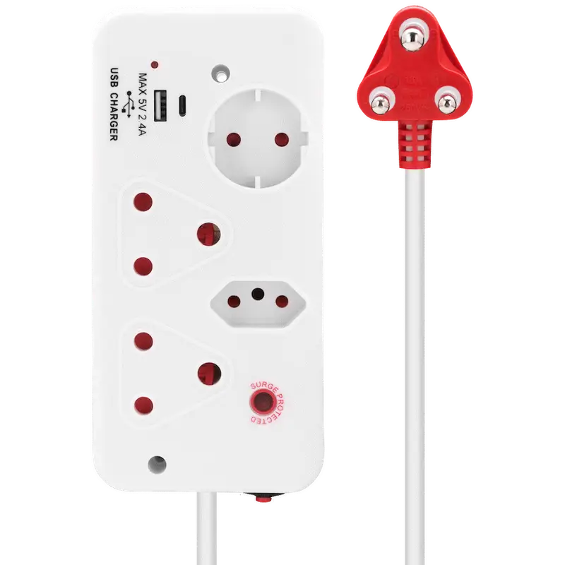 Ellies 4-Way Medium Surge Multiplug with USB-A+USB-C 0.5m