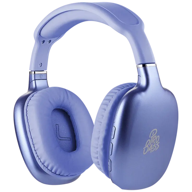 Pro Bass Retro Bluetooth Wireless Headphone with PU Case - Purple