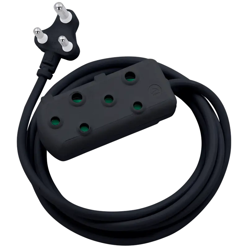 SWITCHED Heavy DUTY Side By Side(SBS) EXTENSION LEADS 3M - BK