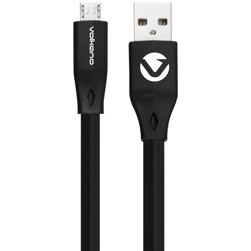 Volkano Slim Series Flat PVC Micro USB Cable 1.2m - Black