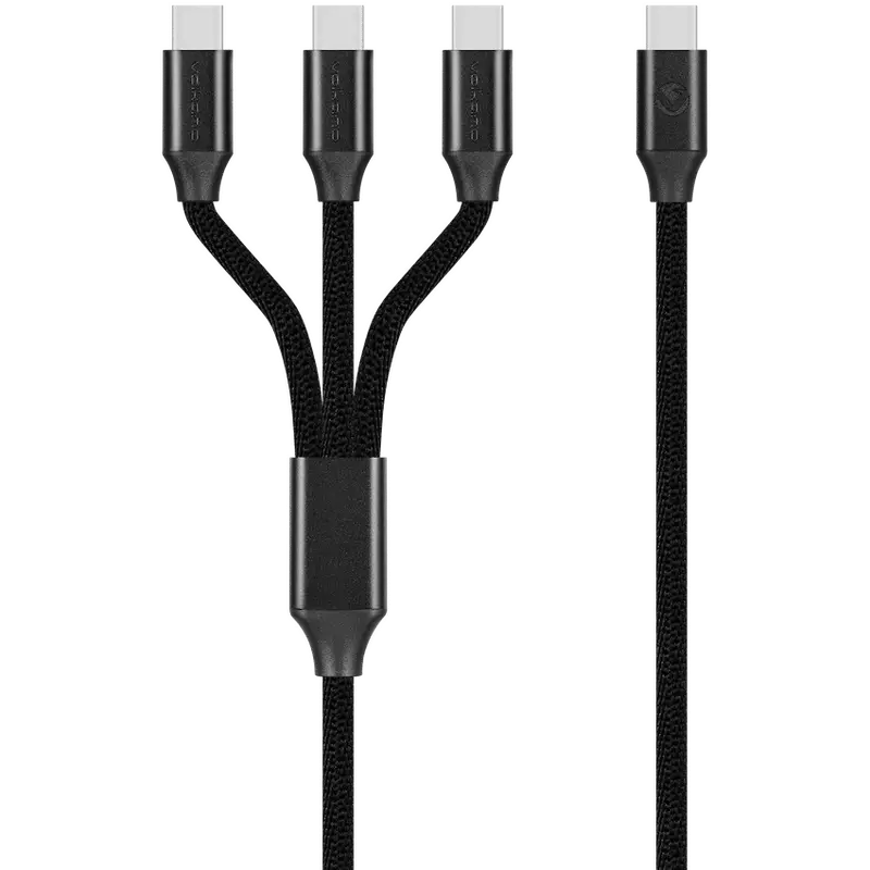 Volkano Weave Series 100w 3-in-1 Charge Cable (3 x Type C) - Black